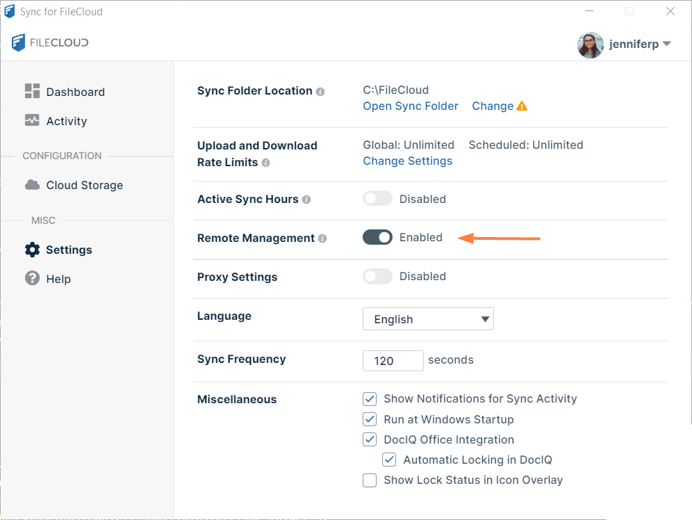 Sync Remote Management Setting