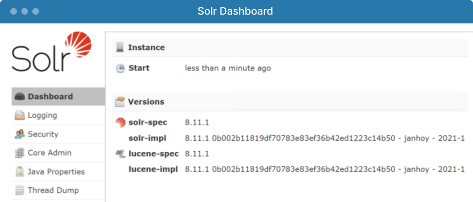 Image of Solr dashboard