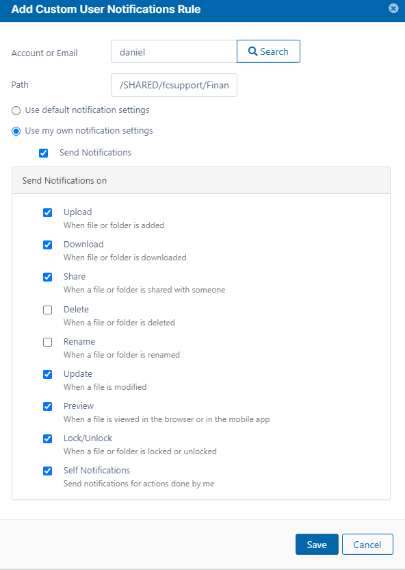 Add Custom User Notifications Rule