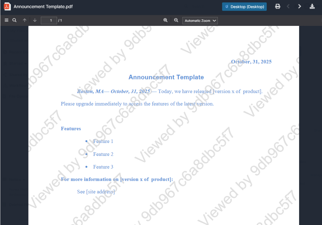 Anonymized user ID dynamic watermarks
